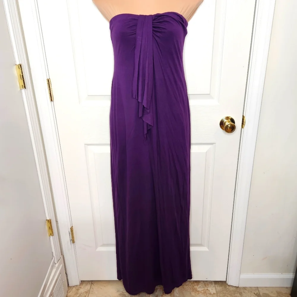 Velvet By Graham & Spencer Purple Strapless Maxi Dress Wedding Lightweight Small - Picture 1 of 12